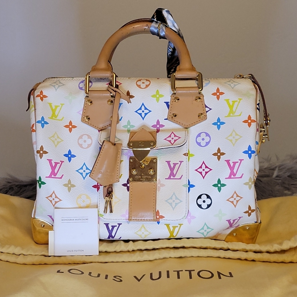 LV White Multicolor Speedy 30cm  bag